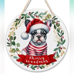 HOLIDAY SIGN: MERRY WOOFMAS French Bulldog Rustic Holiday Wood Sign - NEW